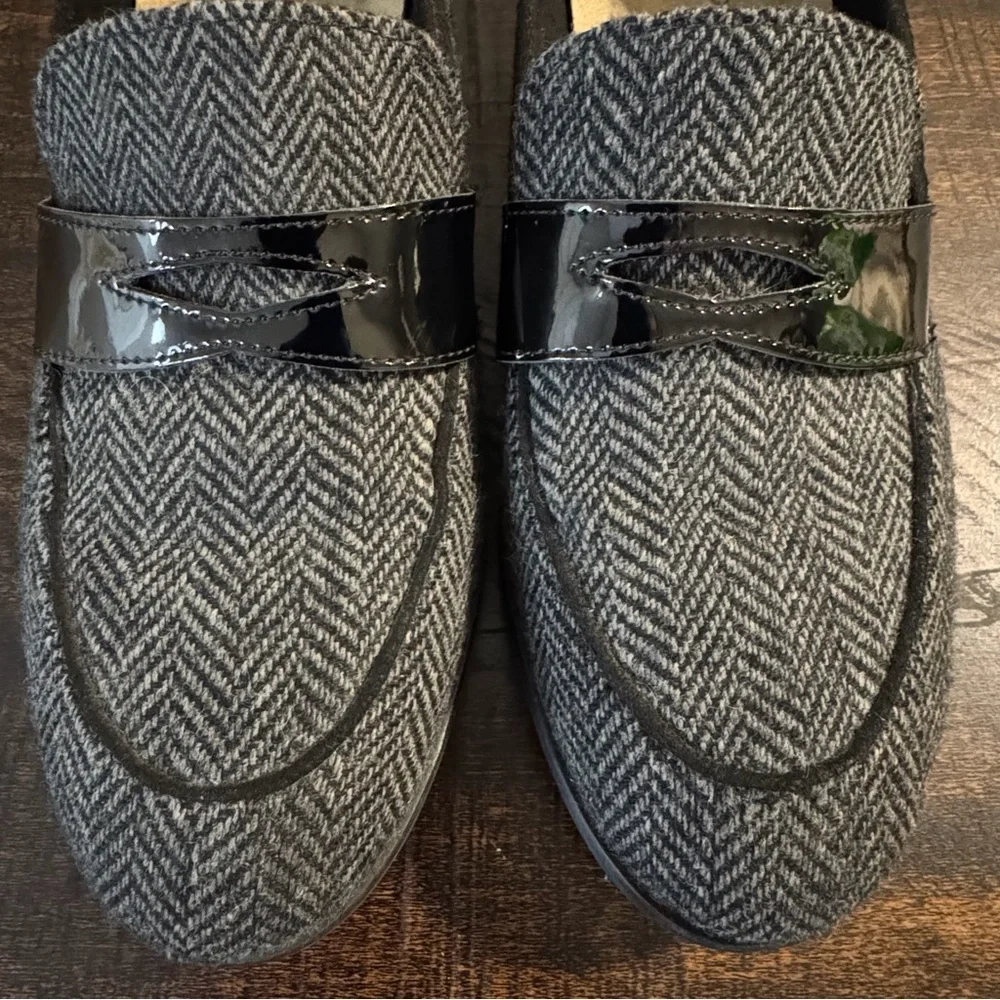 Clarks Juliet Lora Herringbone Penny Loafers Gray Black Size 7 Professional Work